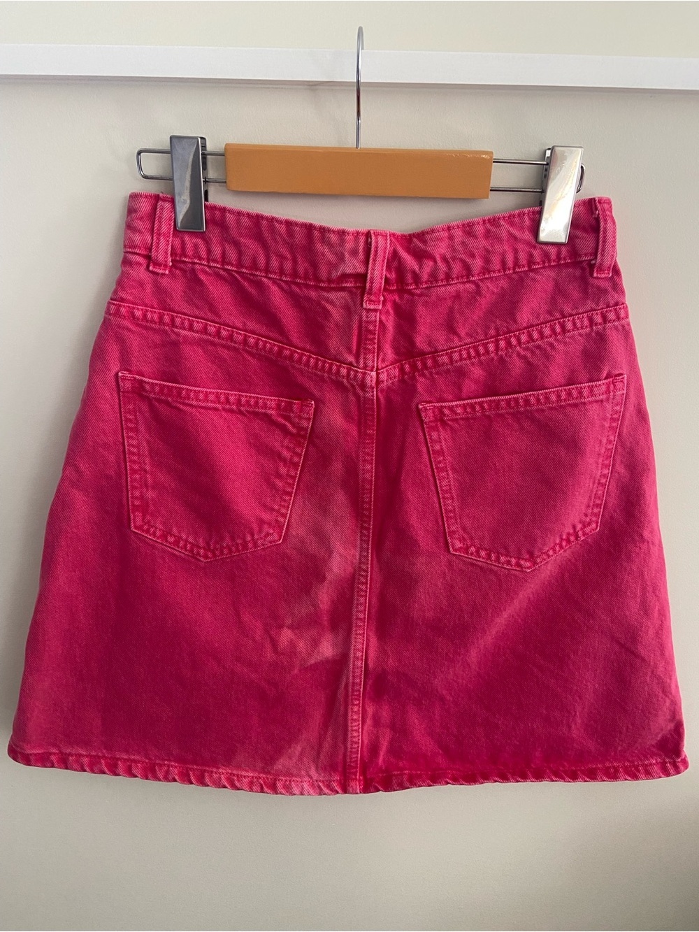Hot Pink Button-Front A-Line Denim Skirt - Picture 5 of 10